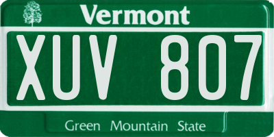 VT license plate XUV807