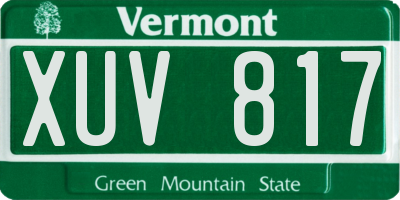 VT license plate XUV817