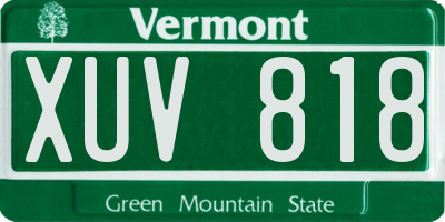 VT license plate XUV818