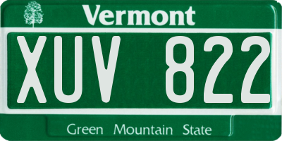 VT license plate XUV822