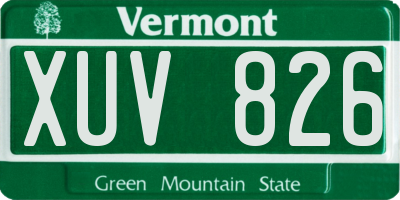 VT license plate XUV826
