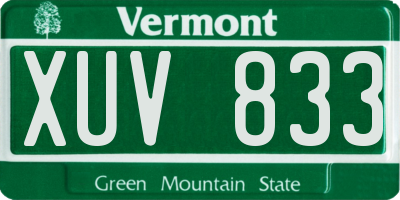 VT license plate XUV833
