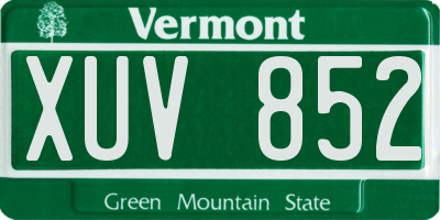 VT license plate XUV852