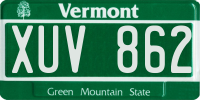 VT license plate XUV862