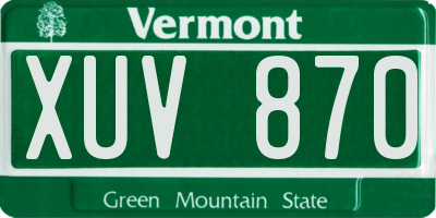 VT license plate XUV870