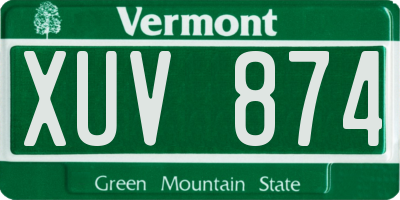 VT license plate XUV874