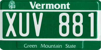 VT license plate XUV881
