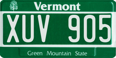 VT license plate XUV905