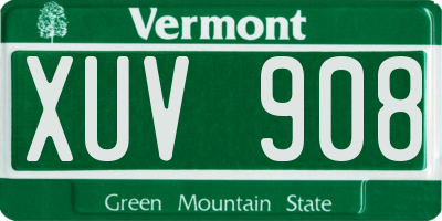 VT license plate XUV908