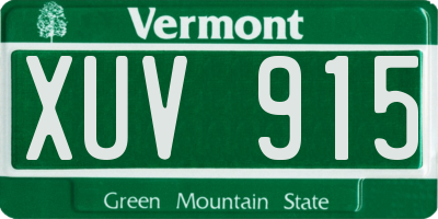 VT license plate XUV915