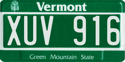 VT license plate XUV916