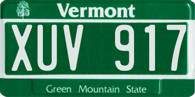 VT license plate XUV917