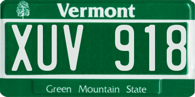 VT license plate XUV918