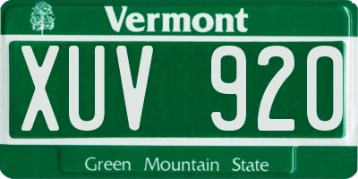 VT license plate XUV920