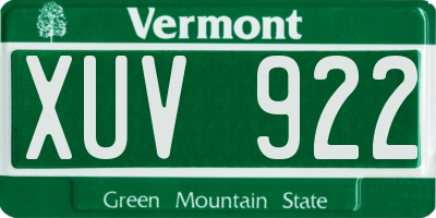 VT license plate XUV922