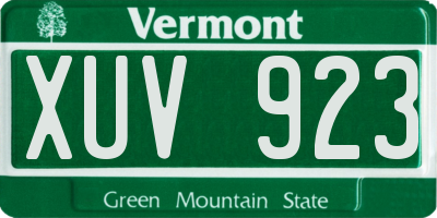 VT license plate XUV923
