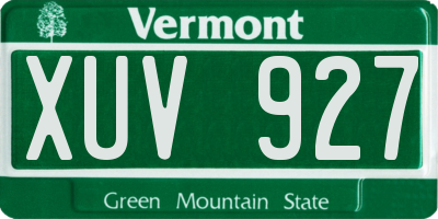 VT license plate XUV927