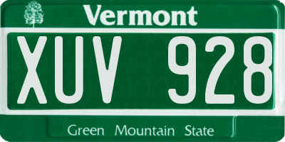 VT license plate XUV928
