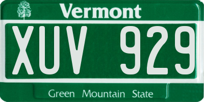 VT license plate XUV929