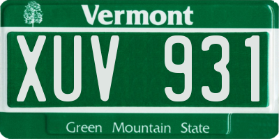VT license plate XUV931