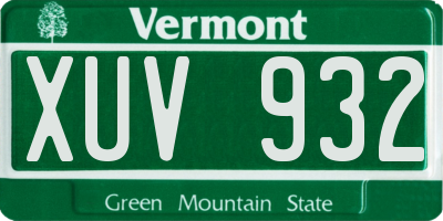 VT license plate XUV932