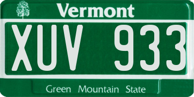VT license plate XUV933