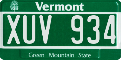 VT license plate XUV934