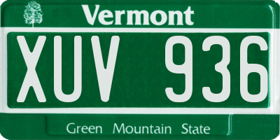 VT license plate XUV936