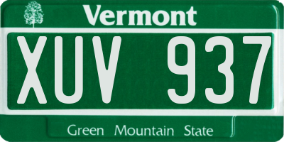 VT license plate XUV937