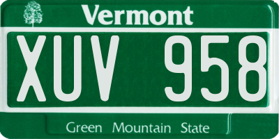 VT license plate XUV958