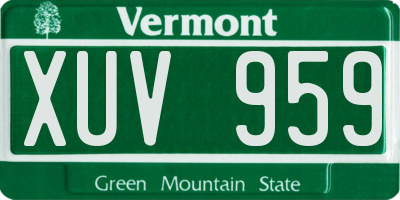 VT license plate XUV959
