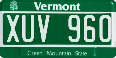 VT license plate XUV960