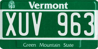 VT license plate XUV963