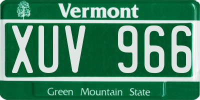 VT license plate XUV966
