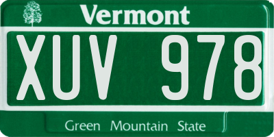 VT license plate XUV978