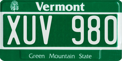 VT license plate XUV980
