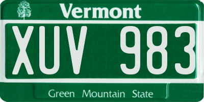 VT license plate XUV983