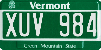 VT license plate XUV984