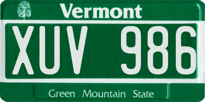 VT license plate XUV986