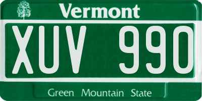 VT license plate XUV990