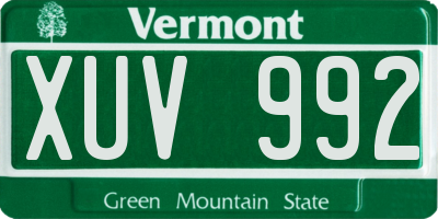 VT license plate XUV992