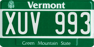 VT license plate XUV993