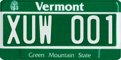 VT license plate XUW001