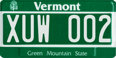 VT license plate XUW002