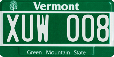 VT license plate XUW008