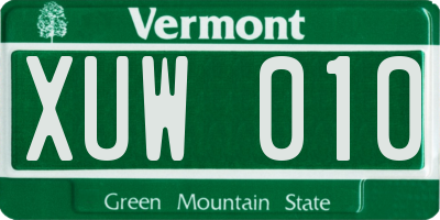 VT license plate XUW010