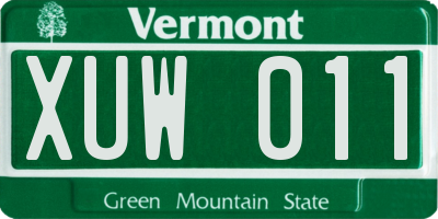 VT license plate XUW011