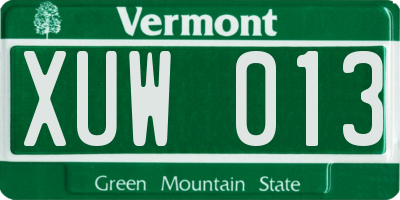 VT license plate XUW013