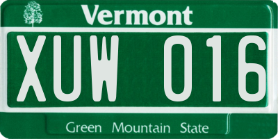 VT license plate XUW016