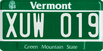 VT license plate XUW019